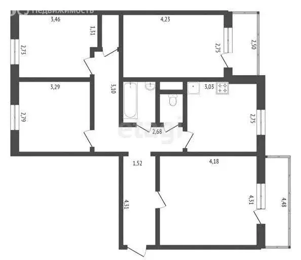 4-комнатная квартира: Минусинск, улица Тимирязева, 16 (75.3 м) - Фото 1