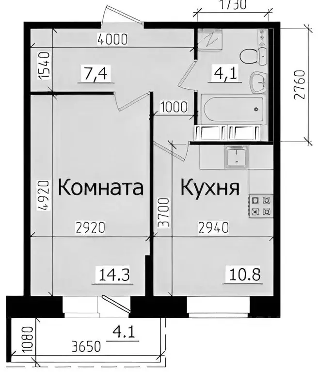 1-к кв. Санкт-Петербург ул. Тамбасова, 1к1 (35.0 м) - Фото 1