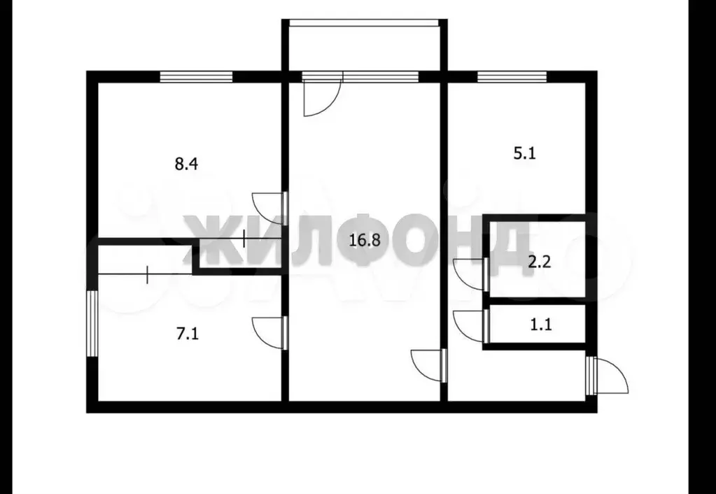 3-к. квартира, 46,1 м, 2/5 эт. - Фото 0
