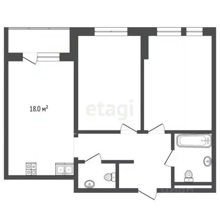 2-к кв. Тюменская область, Тюмень Полевая ул., 117к5 (55.9 м) - Фото 2