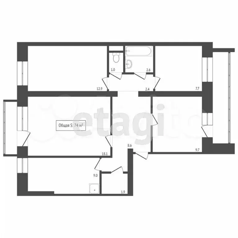 4-к. квартира, 60 м, 5/5 эт. - Фото 0