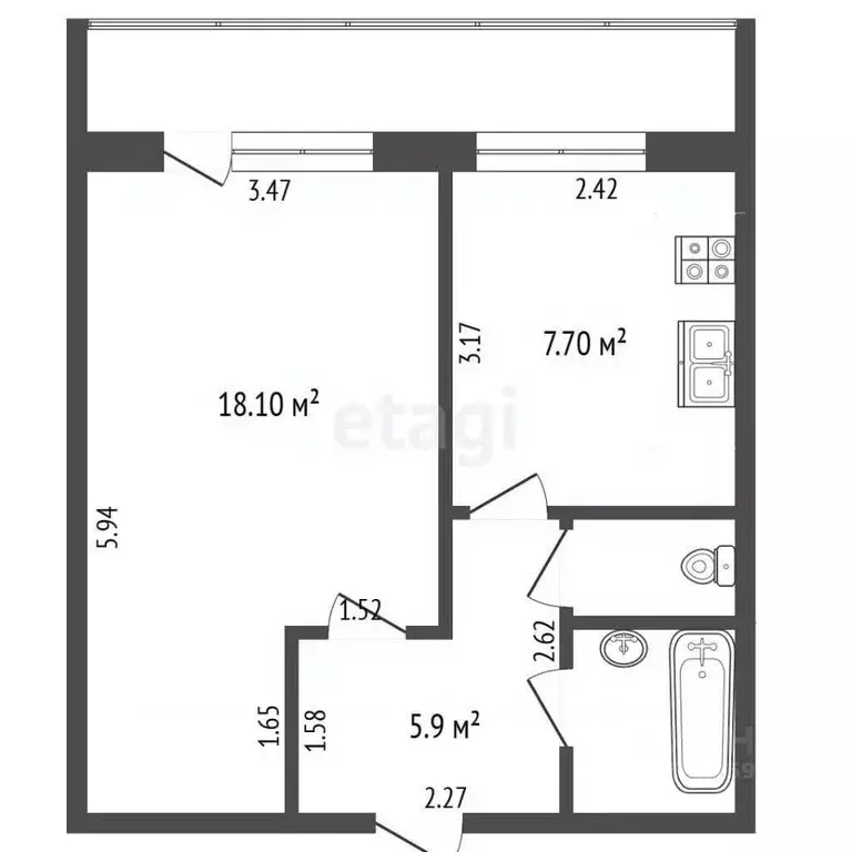 1-к кв. Чувашия, Чебоксары ул. Фридриха Энгельса, 3/1 (33.9 м) - Фото 2