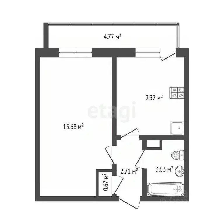 1-к кв. Тюменская область, Тюмень ул. Новоселов, 111 (35.0 м) - Фото 1