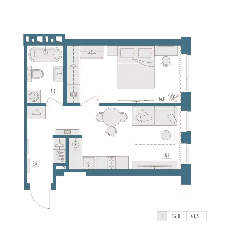 1-к кв. Башкортостан, Уфа Затон-Восточный жилрайон,  (41.4 м) - Фото 1