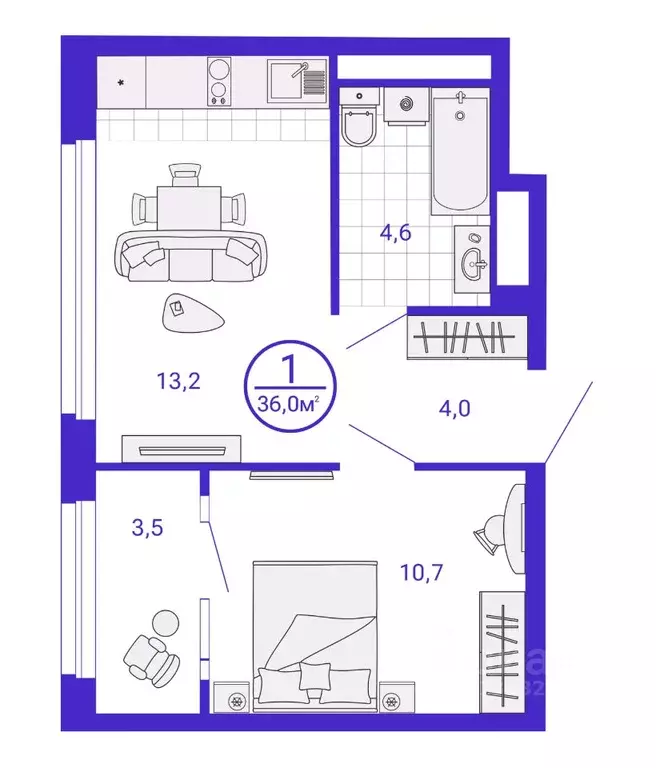 1-к кв. Свердловская область, Екатеринбург Уктус жилрайон, Астон ... - Фото 1