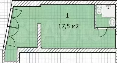 Квартира-студия, 17,5 м, 1/9 эт. - Фото 0