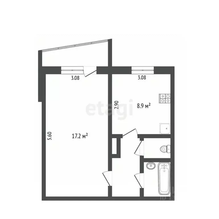 1-к кв. Тюменская область, Тюмень Широтная ул., 53 (33.2 м) - Фото 2