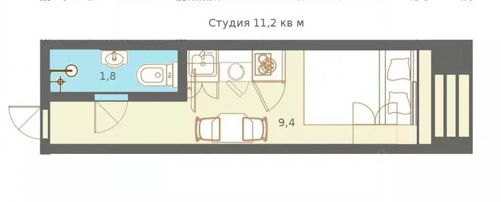 Студия Санкт-Петербург 8-я Красноармейская ул., 18 (11.2 м) - Фото 1