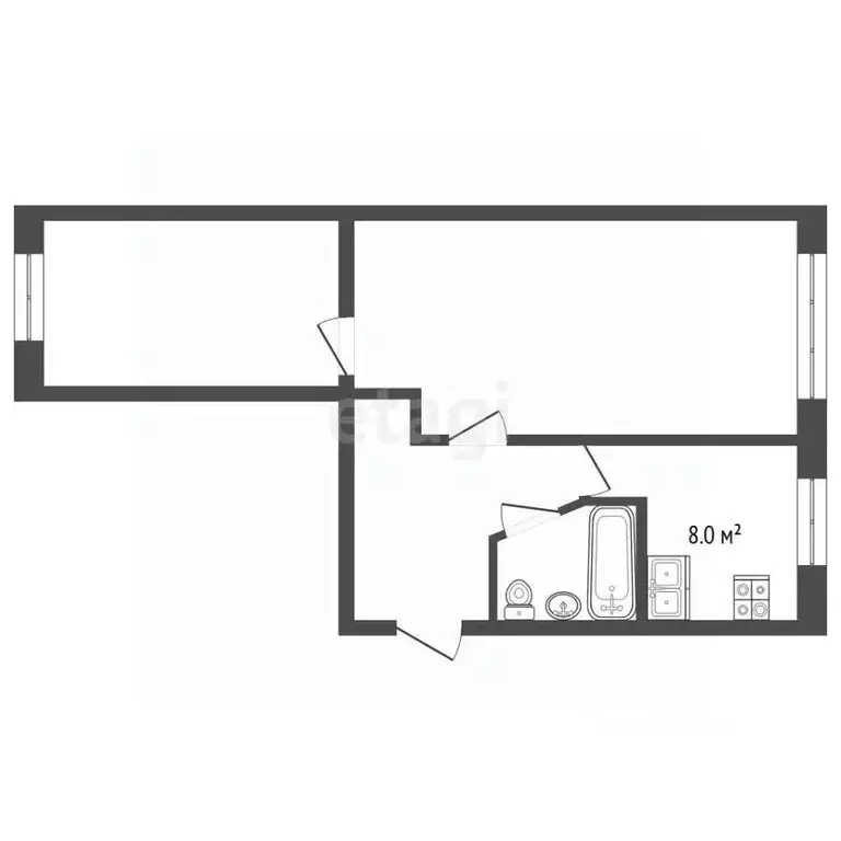 2-к кв. Вологодская область, Вологда Молочное пгт, ул. Ленина, 12 ... - Фото 2