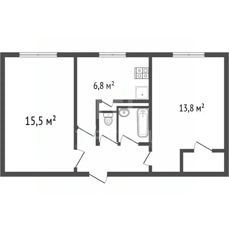 2-к кв. Санкт-Петербург ул. Бабушкина, 76 (45.2 м) - Фото 2