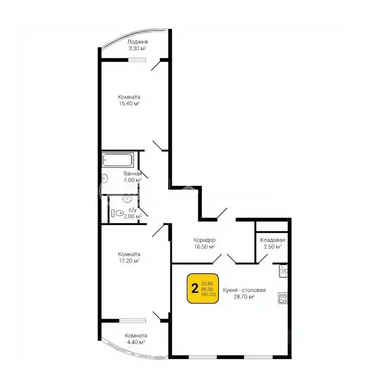 3-к кв. Воронежская область, Воронеж ул. Федора Тютчева, 93/4 (90.2 м) - Фото 0