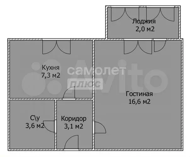 1-к. квартира, 30,6 м, 6/9 эт. - Фото 1