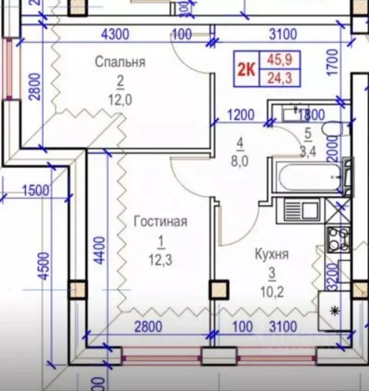 2-к кв. Дагестан, Дербент ул. Тахо-Годи, 8 (46.0 м) - Фото 2