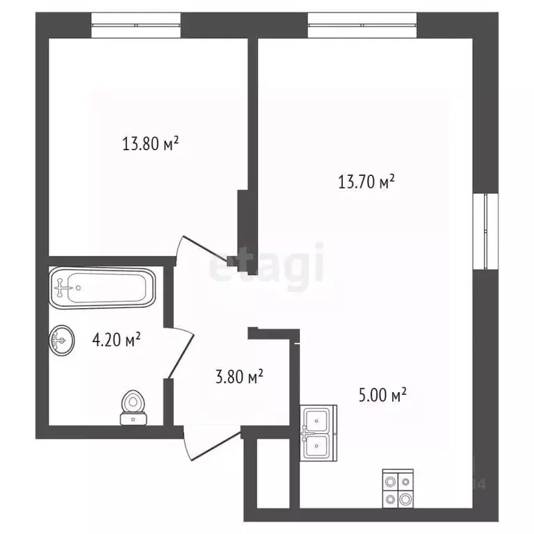 1-к кв. Тюменская область, Тюмень Новгородская ул., 20 (38.5 м) - Фото 1