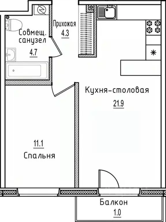 1-к кв. Новгородская область, Старая Русса ул. Чапаева, 2 (43.0 м) - Фото 1