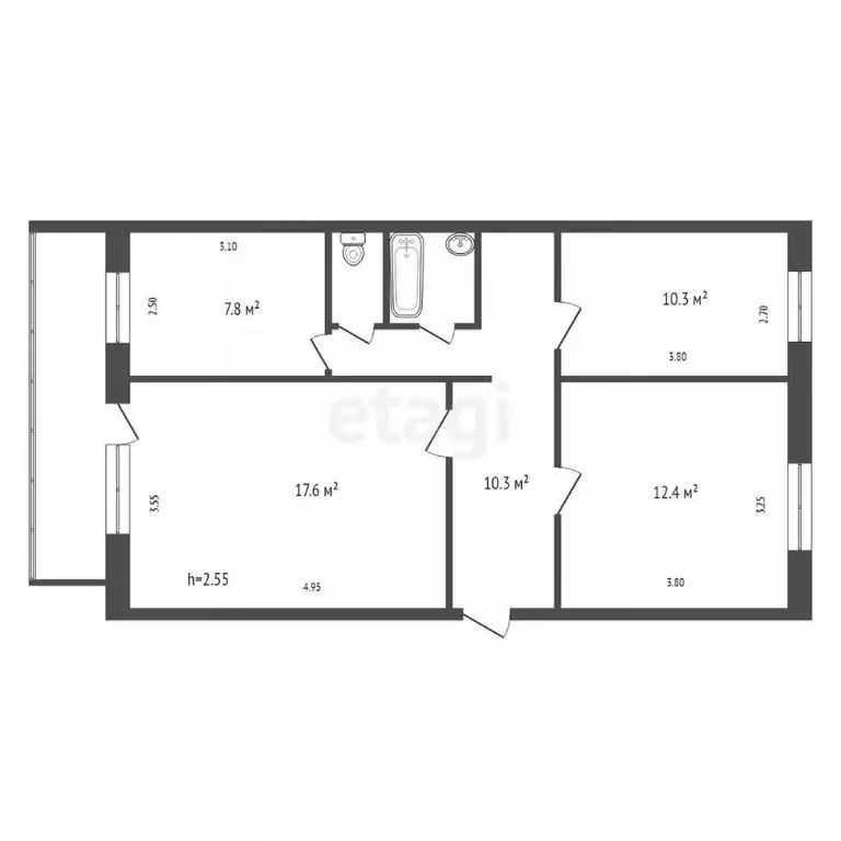 3-к кв. Красноярский край, Красноярск ул. Калинина, 70б (61.7 м) - Фото 1