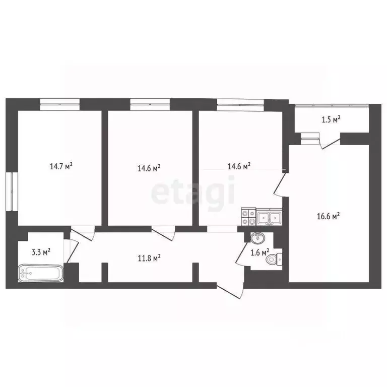 3-к кв. Оренбургская область, Оренбург ул. Поляничко, 11/2 (77.0 м) - Фото 1