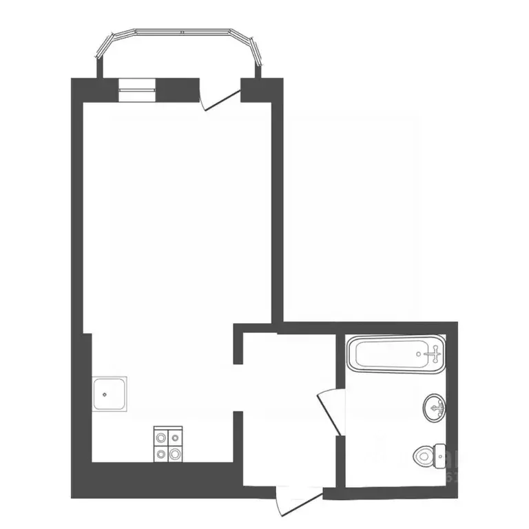 Студия Тюменская область, Тюмень ул. Вадима Бованенко, 7 (26.4 м) - Фото 2