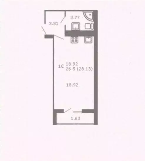 Студия Ивановская область, Иваново ул. Куконковых, 78 (26.8 м) - Фото 1