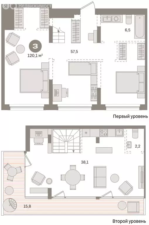 2-комнатная квартира: Тюмень, Причальная улица, 5 (120.1 м) - Фото 2