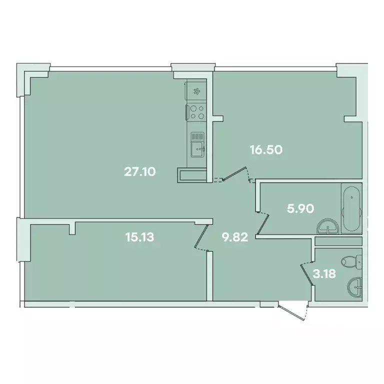 2-к кв. Иркутская область, Иркутск ул. Петрова, 16 (77.66 м) - Фото 1