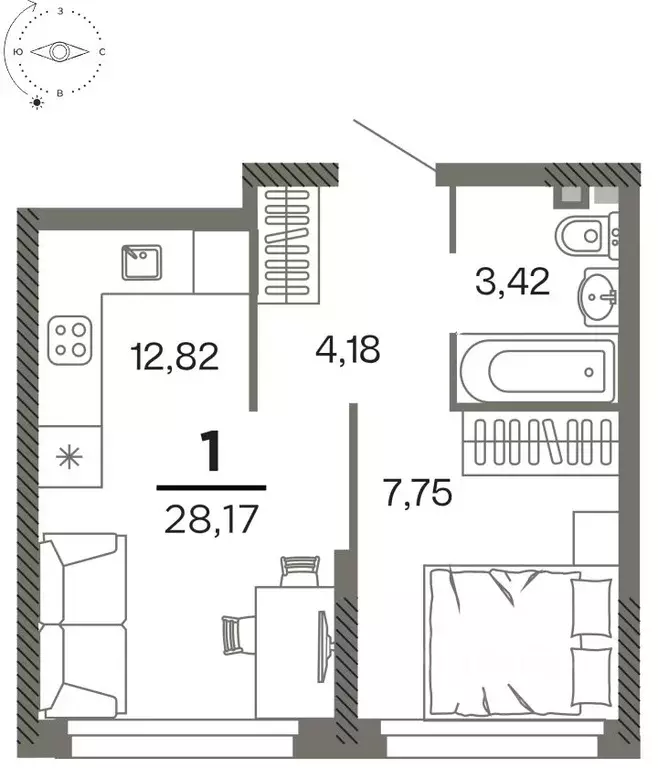 1-к кв. Рязанская область, Рязань Олимпийский городок мкр, Северный ... - Фото 1