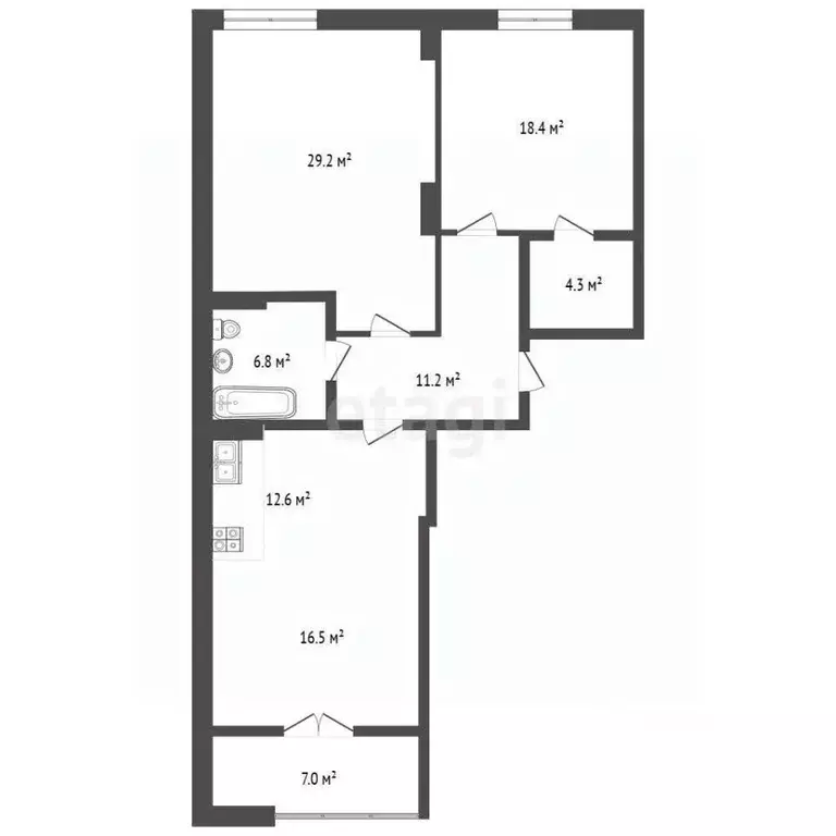 3-к кв. Ростовская область, Ростов-на-Дону Береговая ул., 6 (99.0 м) - Фото 1