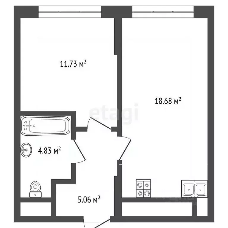 1-к кв. Тюменская область, Тюмень ул. Разведчика Кузнецова, 7 (40.3 м) - Фото 1