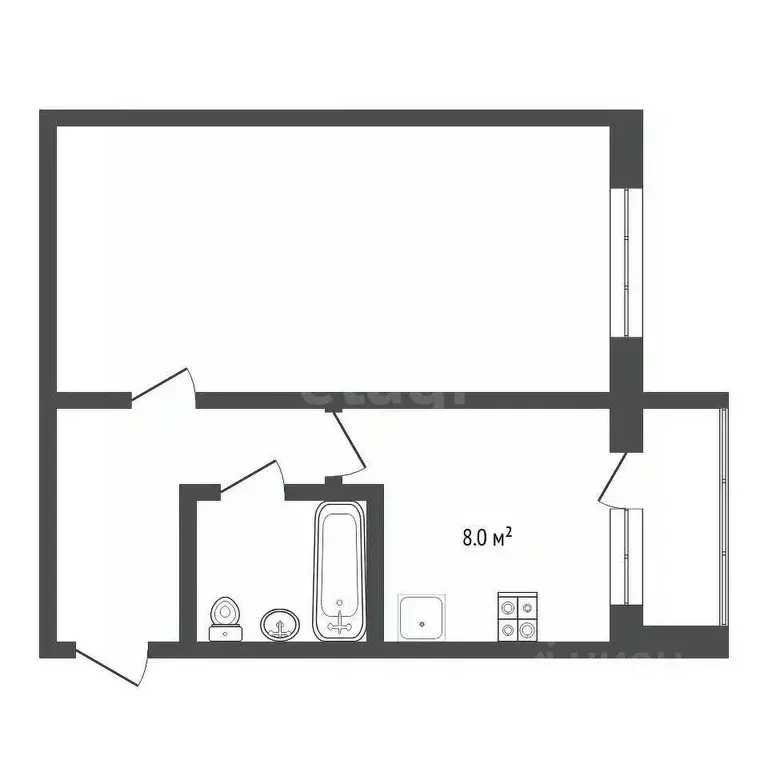 1-к кв. Тюменская область, Тюмень Минская ул., 81 (32.3 м) - Фото 1