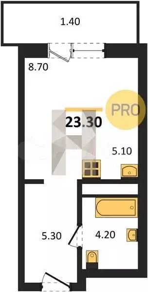 Квартира-студия, 24,8 м, 15/21 эт. - Фото 0
