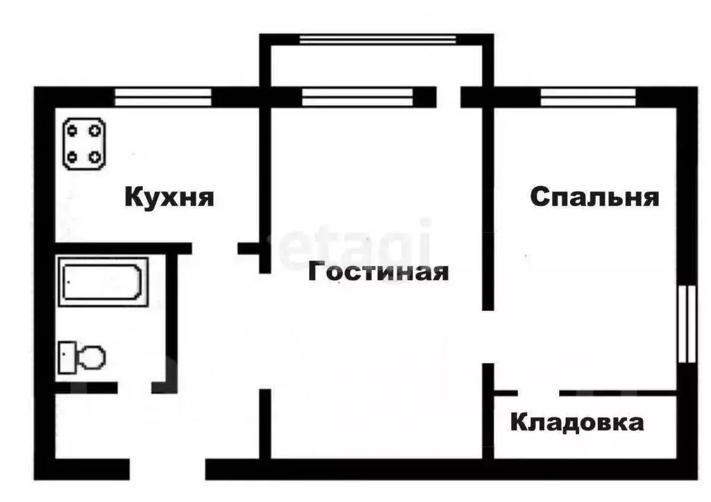 2-комнатная квартира: Богородицк, улица Коммунаров, 92 (43.1 м) - Фото 0