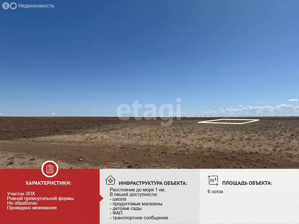 Участок в Сакский район, село Штормовое (6 м) - Фото 1