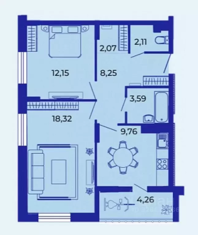 2-к кв. Брянская область, Брянск ул. Имени О.С. Визнюка, 18 (60.1 м) - Фото 1