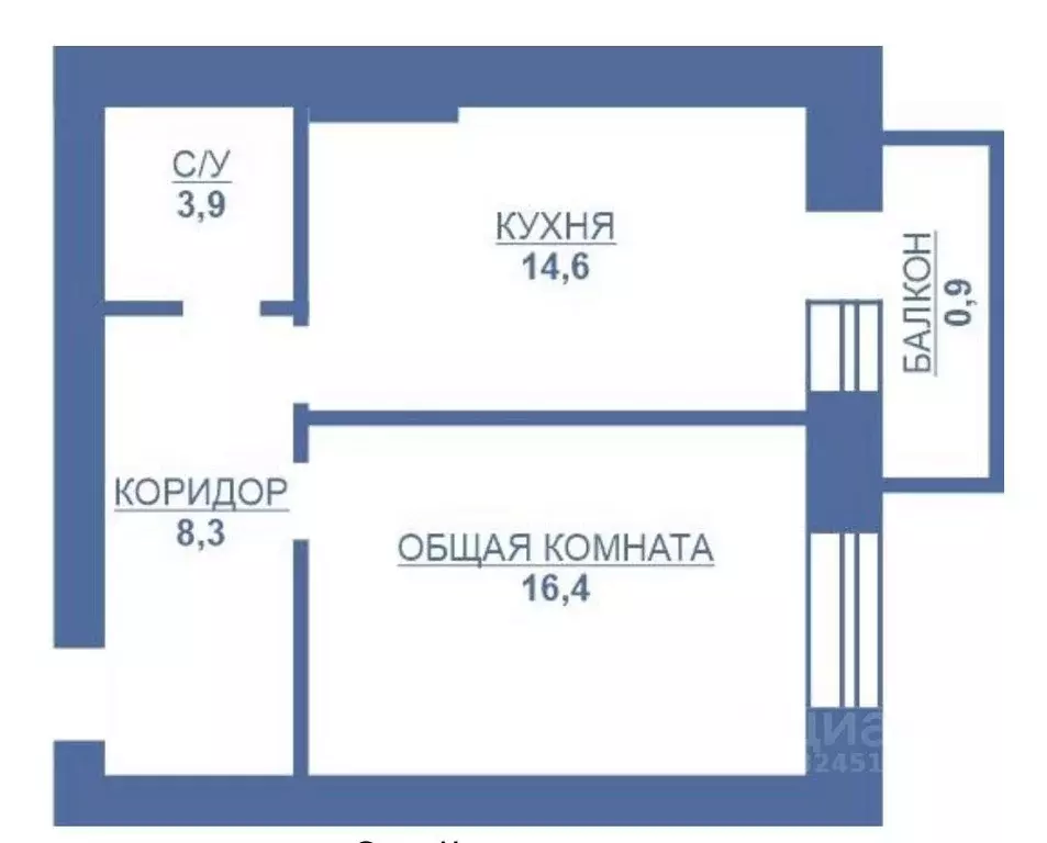 1-к кв. Тамбовская область, Тамбов ул. Подвойского, 6В (43.1 м) - Фото 2