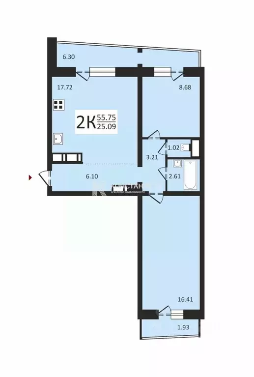 2-к кв. Челябинская область, Челябинск Университетская Набережная ул., ... - Фото 1