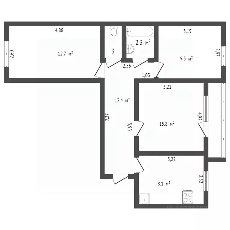 3-к кв. Амурская область, Благовещенск ул. Калинина, 142 (60.0 м) - Фото 1