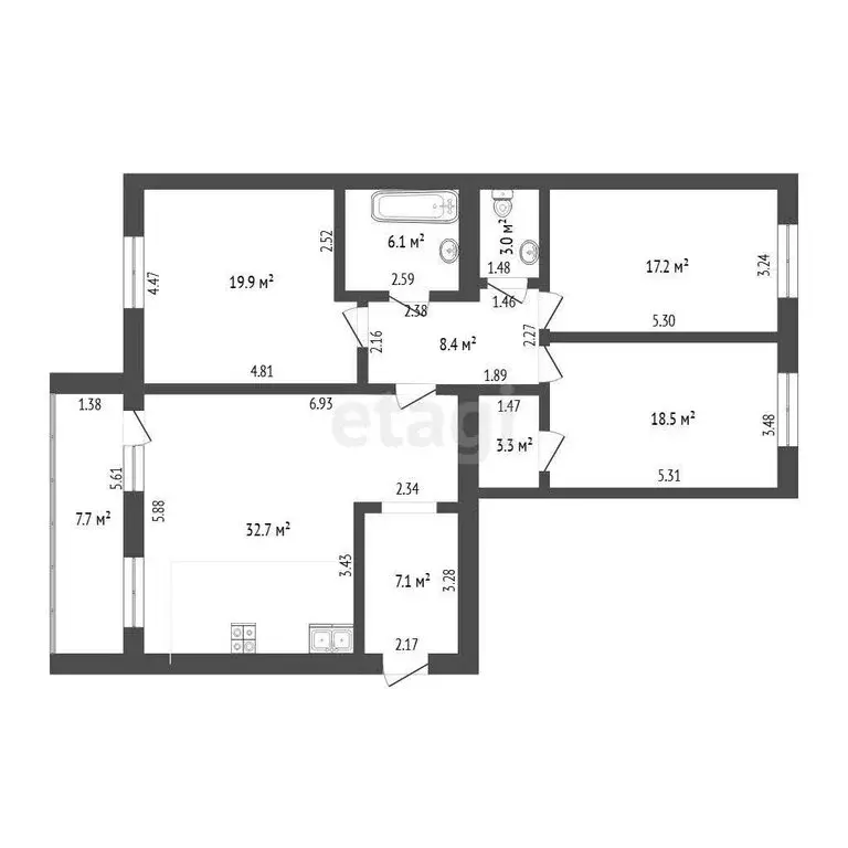 3-комнатная квартира: Тюмень, улица Николая Фёдорова, 30 (116.2 м) - Фото 0