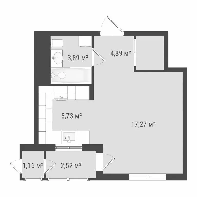 Квартира-студия: Ижевск, улица Е.М. Кунгурцева, 45к1 (34.3 м) - Фото 1
