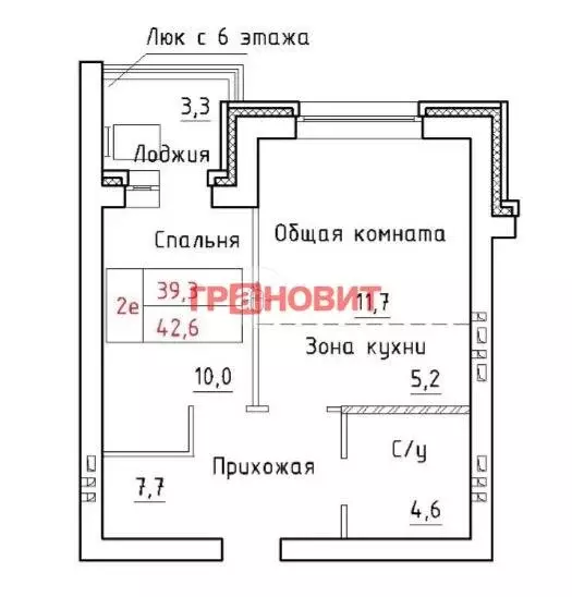 2-комнатная квартира: посёлок элитный, венская улица, 11 (42.6 м) - Фото 0