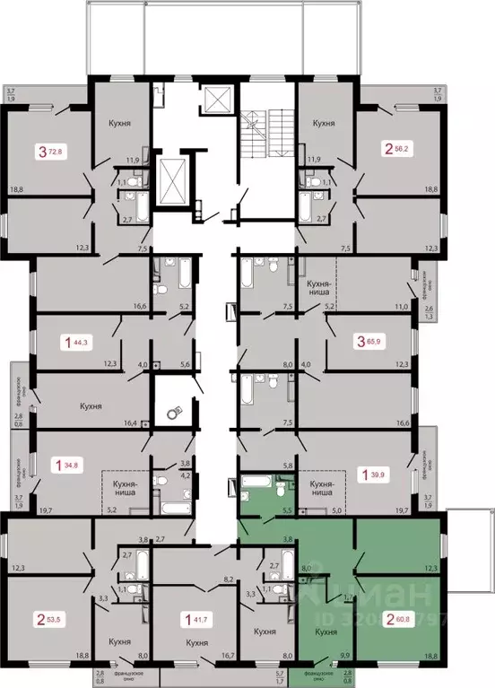 2-к кв. Красноярский край, Красноярск Пашенный мкр,  (60.8 м) - Фото 1