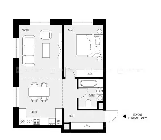 1-к кв. Татарстан, Казань Променад жилой комплекс (63.11 м) - Фото 1