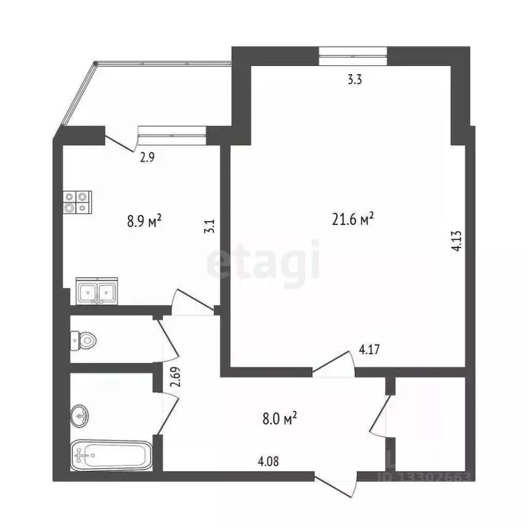 1-к кв. Ханты-Мансийский АО, Сургут ул. Федорова, 5 (44.2 м) - Фото 1