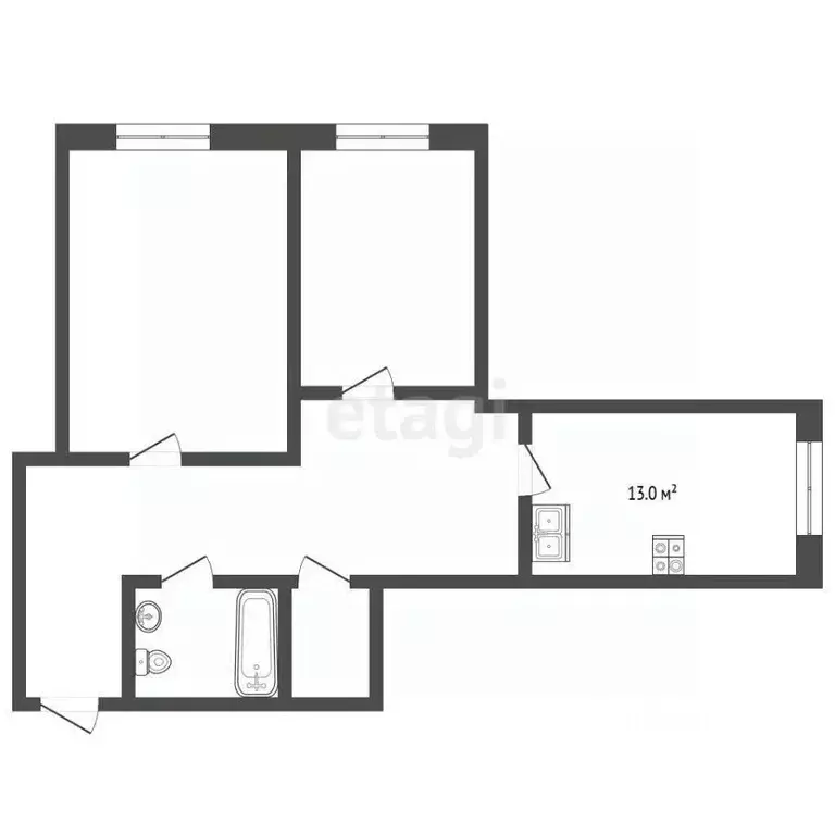 2-к кв. Ростовская область, Батайск ул. Ворошилова, 239/56 (44.6 м) - Фото 2