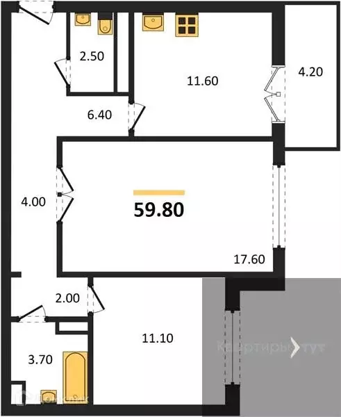 Продаётся 2-к квартира, 59.8 м - Фото 0