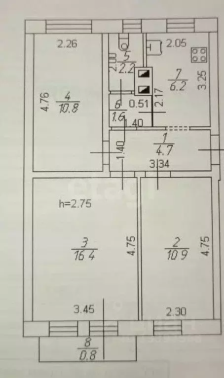 3-к кв. Тверская область, Тверь пос. Элеватор, 2-й пер., 4 (53.0 м) - Фото 2