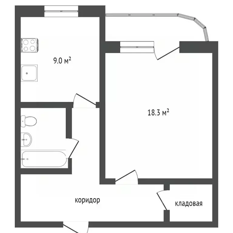 1-к кв. Воронежская область, Воронеж ул. Урывского, 17Е (44.4 м) - Фото 2
