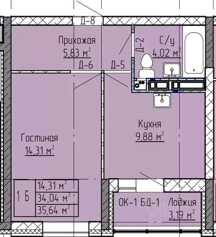 1-к кв. Татарстан, Нижнекамск ул. Баки Урманче, 12 (35.64 м) - Фото 0