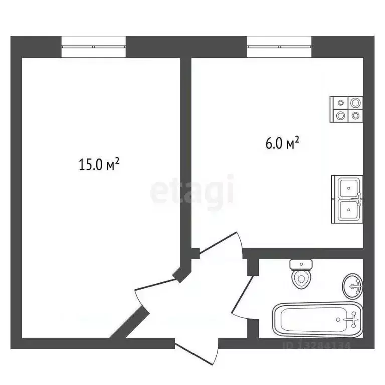 1-к кв. Вологодская область, Великий Устюг ул. Хабарова, 19 (26.0 м) - Фото 2