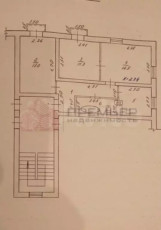 3-к. квартира, 57 м, 2/2 эт. - Фото 0