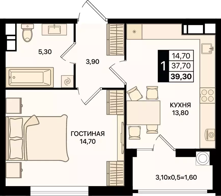 1-комнатная квартира: Ростов-на-Дону, проспект 40-летия Победы, ... - Фото 0